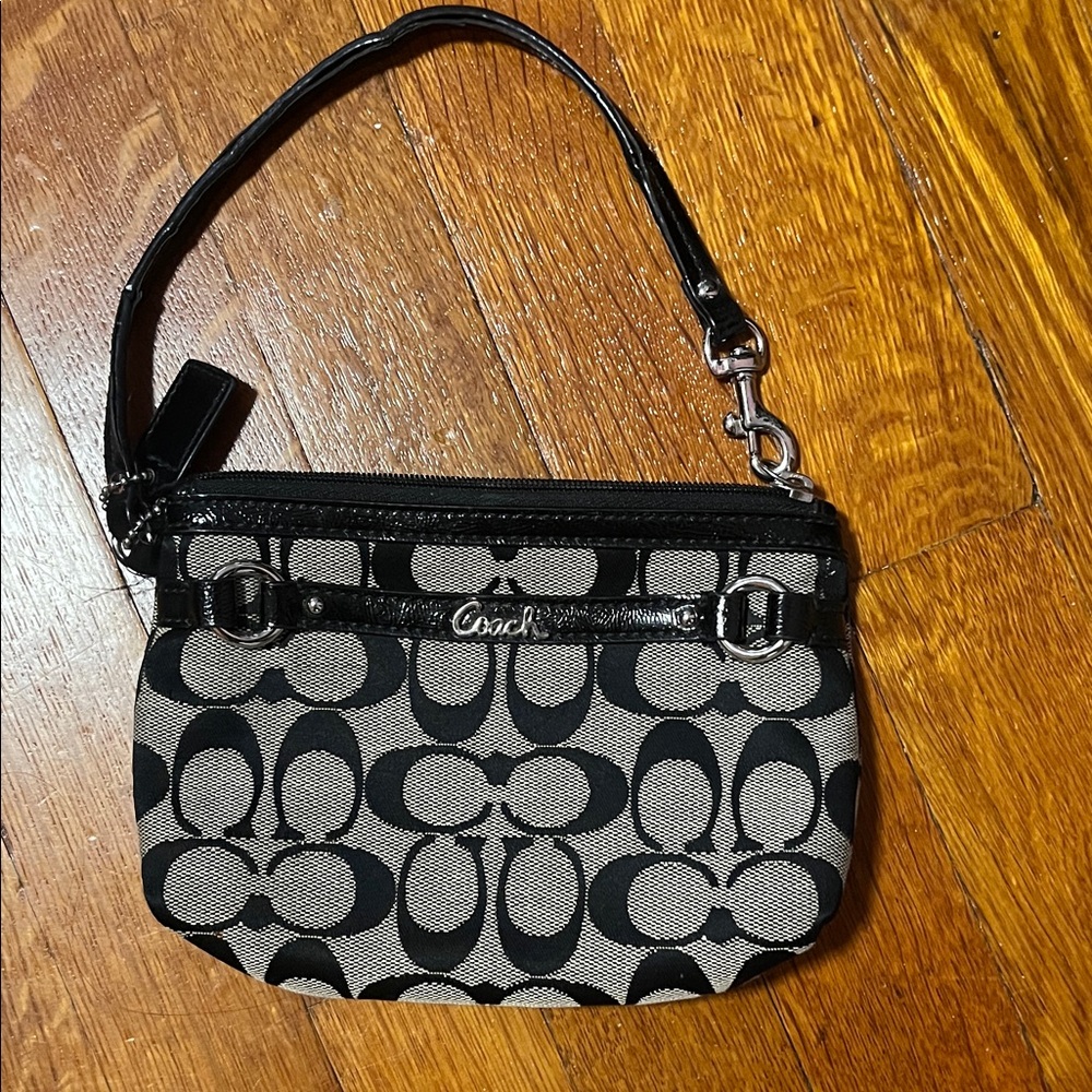 Coach Black/Gray Signature Wristlet
